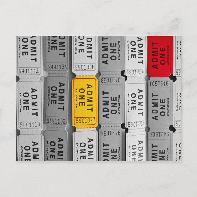 Rot und Gelb Eintrittskarte für einen Film Postkarte (Vorderseite)