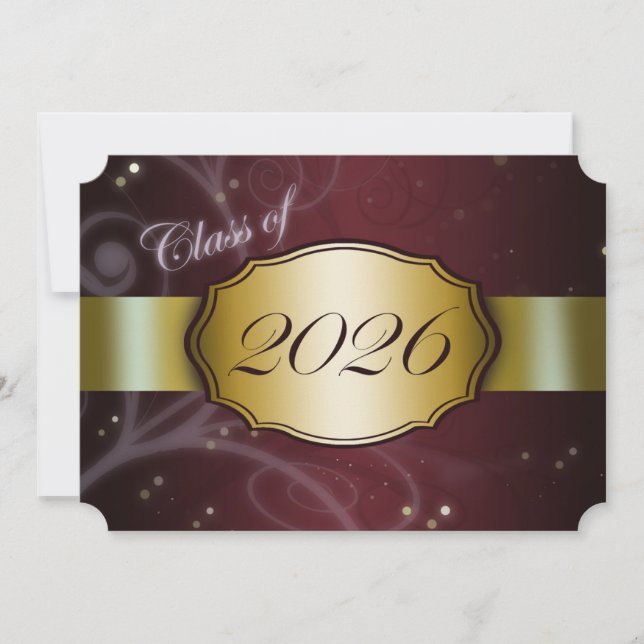 Rot und Gold 2026 Abschlussfeier Einladung (Vorderseite)
