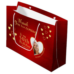 Rot und Gold 50. Geburtstag Vielen Dank für Ihre U Große Geschenktüte
