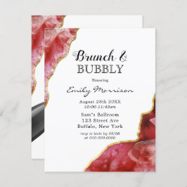 Rot und Gold Agate Crystals Brunch & Bubbly Einladung