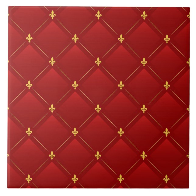 Rot- und Gold-Art Nouveau Fliese (Vorderseite)