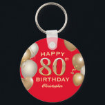 Rot und Gold Ballons der 80. Geburtstagsparty Schlüsselanhänger<br><div class="desc">80. Geburtstagsparty Rot und Gold Ballons und Confetti Schlüsselanhänger. Für weitere Anpassungen klicken Sie bitte auf die Schaltfläche "Anpassen" und verwenden Sie unser Designwerkzeug,  um diese Vorlage zu ändern.</div>