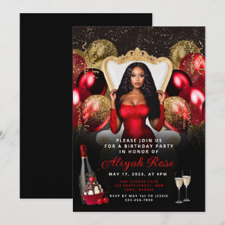 Rot und Gold Balloons Royal zum Geburtstag Einladu Einladung