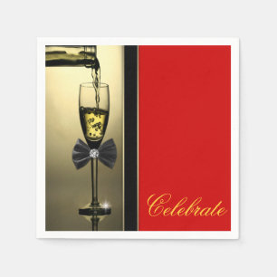 Rot und Gold Champagner Serviette