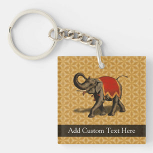 Rot und Gold-Elefant Schlüsselanhänger