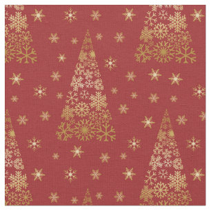 Rot und Gold Eleganter Weihnachtsbaum Stoff