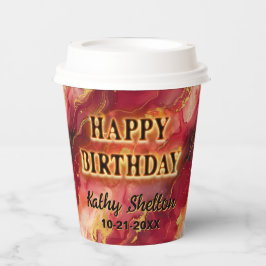 Rot und Gold-Flammen Pappbecher