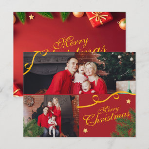 Rot und Gold Foto Familie Frohe Weihnachten