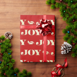 Rot und Gold Freuden-Stechpalmen-Weihnachtspapier Geschenkpapier