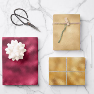 Rot und Gold Geschenkpapier Set