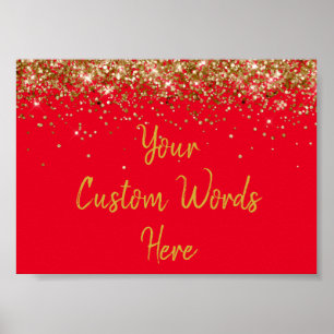 Rot- und Gold-Glitter-Geburtstags-Party-Dekoration Poster
