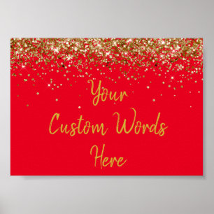 Rot- und Gold-Glitter-Geburtstagsfeier-Requisit Ju Poster