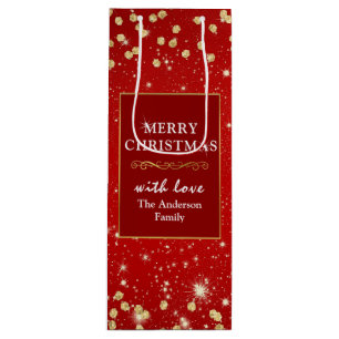 Rot- und Gold-Glitter-Weihnachten Geschenktüte Für Weinflaschen
