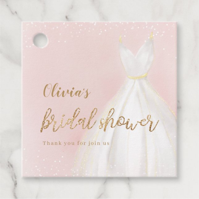 Rot und Gold Glitzer Elegantes Dress Brautparty Geschenkanhänger (Vorderseite)