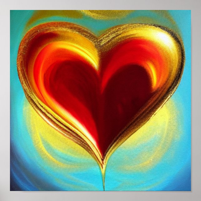 Rot und Gold glühendes Herz-Poster Poster (Vorne)