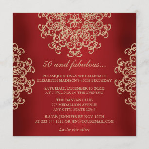 ROT UND GOLD INDIAN INSPIRIERTER GEBURTSTAG EINLADUNG