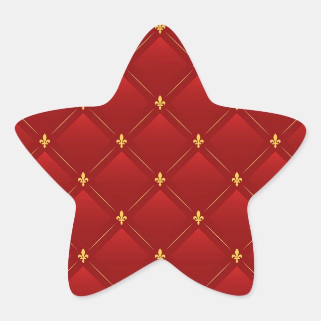 Rot und Gold - Jugendstil Stern-Aufkleber (Vorderseite)