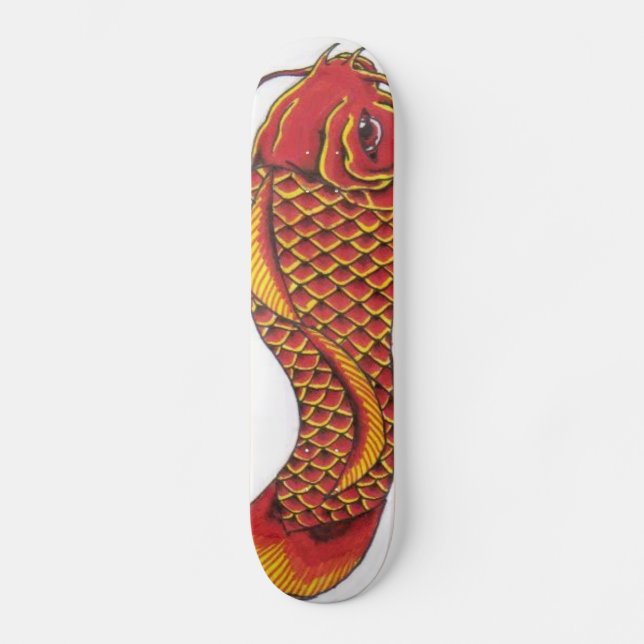 Rot und Gold Koi Skateboard (Vorderseite)
