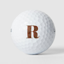 Rot und Gold Leopard Glam Monogram R Golfball