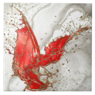 Rot und Gold Liquid Marmor Splash Fliese