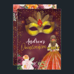 Rot und Gold mexikanische Prinzessin Quinceañera z Einladung<br><div class="desc">Mexikanisches Rot und Gold Sparkle Dress Floral Quinceañera Birthday Einladung</div>