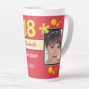 Rot und Gold mit Namen 18. Geburtstagsfoto Milchtasse