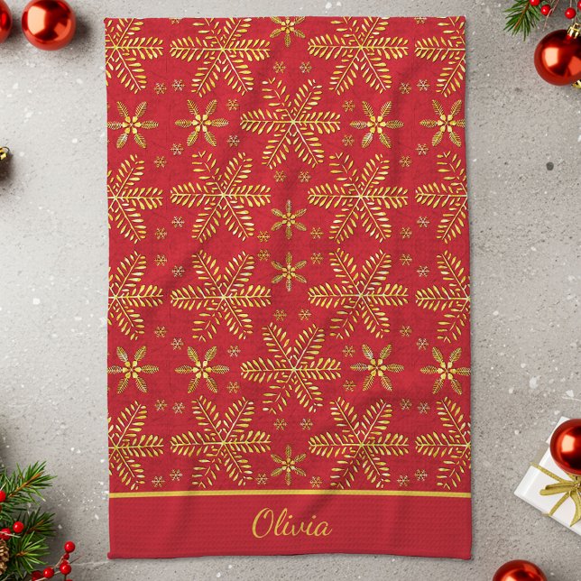 Rot und Gold Personalisiert Geschirrtuch (Von Creator hochgeladen)
