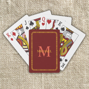 Rot und Gold Personalisiert Monogramm und Name Spielkarten