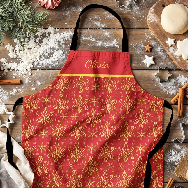 Rot und Gold Personalisiert Schürze (Von Creator hochgeladen)
