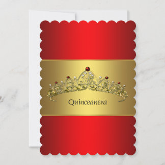 Rot und Gold Quinceanera Einladung