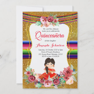 Rot und Gold Quinceañera Spanischer Geburtstag Einladung
