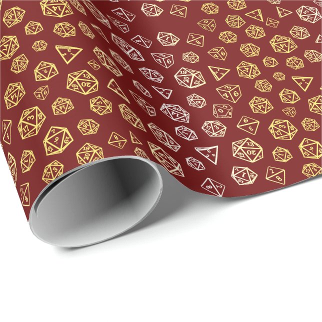 Rot- und Gold-Rollenspiel-Würfel-Geschenkpapier Geschenkpapier (Rolleneckpunkt)
