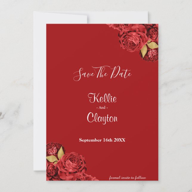 Rot und Gold Save the Date (Vorderseite)