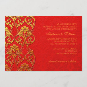 Rot und Gold Swirl Einladung zur Hochzeit