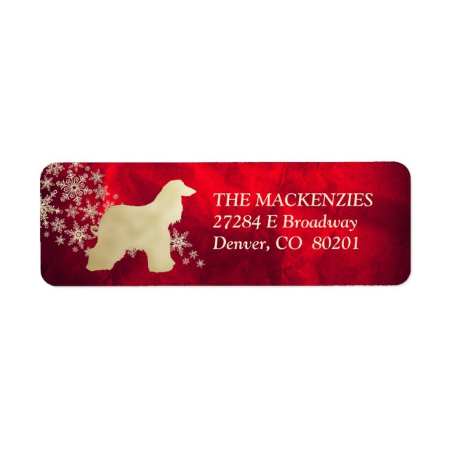 Rot und Gold Winter Afghanische Hunde-Rücksendeadr (Vorne)