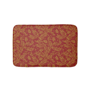 Rot und Goldblumenmuster Badematte