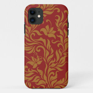 Rot und Goldblumenmuster Case-Mate iPhone Hülle