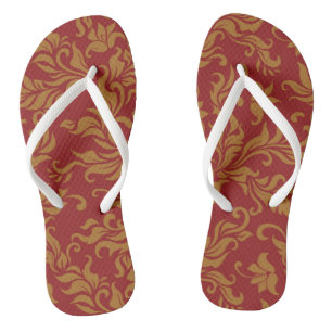 Rot und Goldblumenmuster Flip Flops