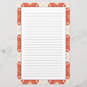 Rot und Goldblumenspitze-Muster Briefpapier