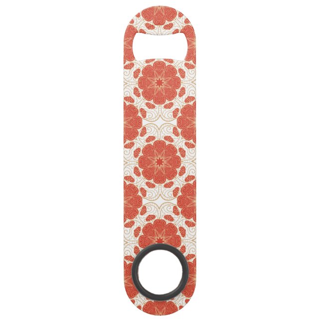 Rot und Goldblumenspitze-Muster Speedflaschenöffner (Vorderseite)