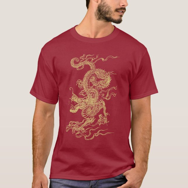 Rot und Goldchinesischer Drache-UnisexT - Shirt (Vorderseite)
