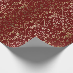 Rot und Goldefeu-Blatt-Blumenmuster Geschenkpapier