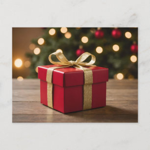 Rot-und-goldenes Weihnachtsgeschenk Feiertagspostkarte
