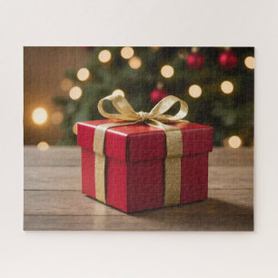 Rot-und-goldenes Weihnachtsgeschenk Puzzle