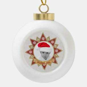 Rot und goldgelb-luxuriöse Circle Shape Rahmen Sno Keramik Kugel-Ornament