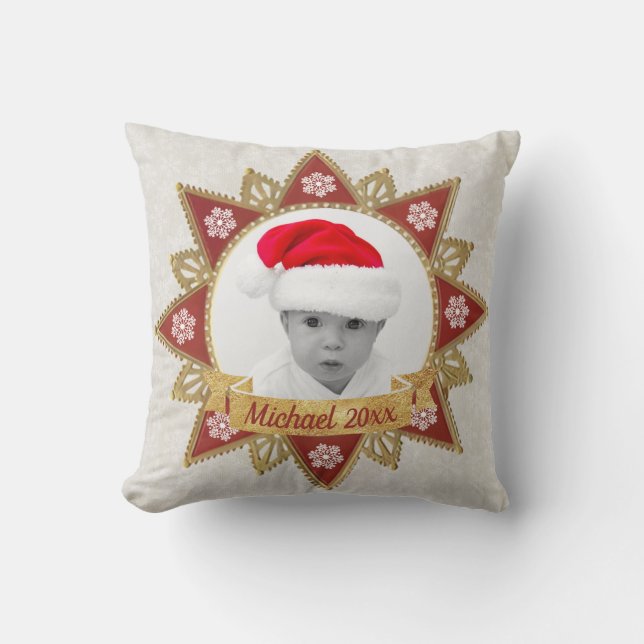 Rot und goldgelb-luxuriöse Circle Shape Rahmen Sno Kissen (Vorderseite)