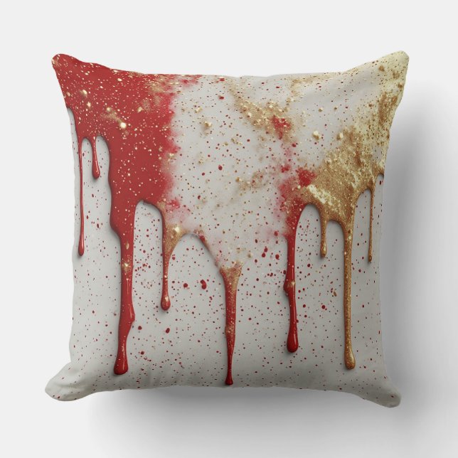 Rot- und Goldglitter tropft Kissen (Vorderseite)