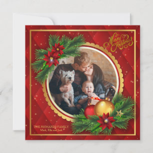 Rot und GoldRauten-Foto-Karte