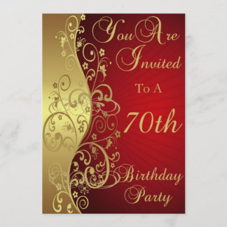 Rot und Goldstrudel-70. Geburtstags-Party Einladung