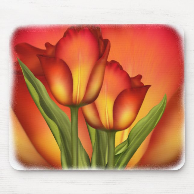 Rot und Goldtulpen Mousepad (Vorne)